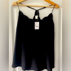 J. Crew Factory Black Scalloped tank